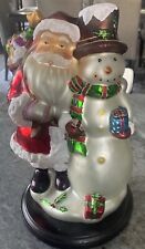 Thomas Pacconi Classics Christmas Hand Blown Glass Santa Snowman Beautiful 14” picture