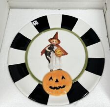 Dept 56 Halloween Plate Striped Victorian Pumpkin 8