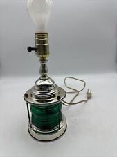 Vintage Nautical Style Ship's Lantern Lamp GreenGlass Table Accent Antique Light picture