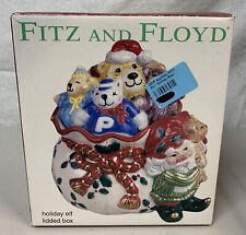 Fitz and Floyd Lidded Box Retired  Holiday Elf Christmas Decor Candy picture