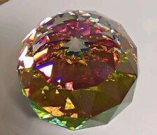 Swarovski Crystal Paperweight Multi Faceted Orb Ball Rainbow 2.25 Inches Stamped picture