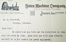 Sept. 30 1905 Business Letterhead Letter Bates Machine Co. Joliet Il. Engines picture