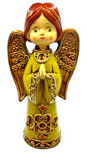 Vtg.  Ardco Green Jeweled Paper Mache Praying Christmas Angel 1960’s  11” Japan picture