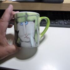 CARTOON CATS, Stoneware Coffee Cup / Mug 11 oz. Green GIBSON picture