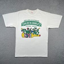 Vintage Carlos N Charlies Shirt Mens Medium White Frogs Bar Grill Cozumel Mexico picture