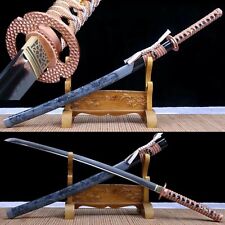  T10 Steel Clay Tempered  Handmade Japanese Samurai Katana Full Tang Sharp Sword picture