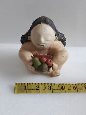 Mexican Pottery Gorda Folk Art Terracota Figurine Holding A Bowl Of Fruits  picture