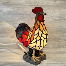 Vintage Stained Glass Rooster Lamp 11” Tiffany Style/Farm House VTG Works picture