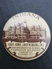 Greensburg Indiana IOOF Home pinback RARE 1902 Tower Tree History  picture