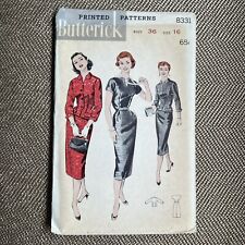 1950s Butterick 8331 Vintage Sewing Pattern Dress Jacket Skirt Size 16 Bust 36 picture