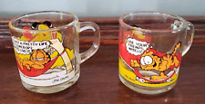 Vintage McDonalds Garfield Odie Glass Coffee Cups Pair Mugs Jim Davis 1978 VTG picture
