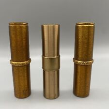 💄 Vintage Satin Gold Tone Metal Lipstick Tubes - Two Revlon & One Cutex picture