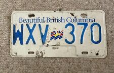1980s Vintage Beautiful British Columbia License Plate Blue/White #WXV 370 Good picture