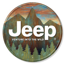 Jeep Venture Into The Wild Tin Metal Sign Man Cave Garage Decor 11.75 Inch Dia. picture