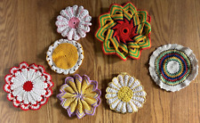 7 Lot Of 7 Vintage Hand Crocheted Pot Holders picture