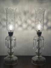 Pair of Cut Crystal Boudoir Hurricane Electric Lamps picture
