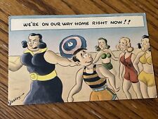 Dooley Wife Angry With Husband on Beach Unposted No Writing Cartoon Postcard picture