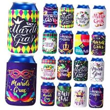 16 Pcs Mardi Gras Can Sleeves 12 Oz Scalloped Neoprene Can Cooler Sleeves  picture