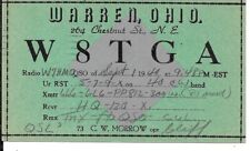 QSL  1940 Warren Ohio   radio card picture