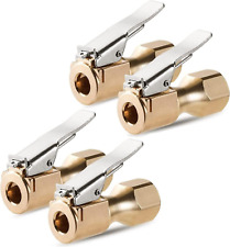 4 Pcs Brass Air Chuck, Open Flow Straight Tire Chuck with Lock-On Clip for Infla picture