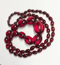 Vintage Antique Cherry Amber Opera Length Necklace Beads 75 grams picture