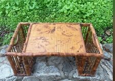 Vintage Burnt Tortoise Bamboo Breakfast Bed Tray Wicker Boho MCM Palm Bch picture