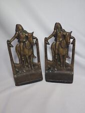 Vintage Brass 1930s Copr. Creation Co. Indian Bookends #302 picture