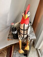 Old Vtg Lg 21” Solid Wood Handmade Rooster Articulated Legs & Wings Unique picture