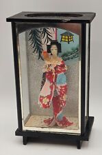 Vintage Japanese Red Floral Geisha Asian Doll Figurine In Display Case picture