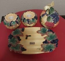 1998 Fritz & Floyd Pear Potpourri Set Candleholders Plate Ceramic Ware All 4 picture