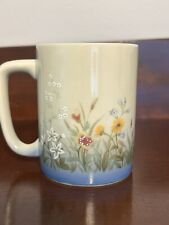 Vintage 70s Ôtagiri Japanese  Porcelain Stoneware Floral Meadow Coffe Mug picture