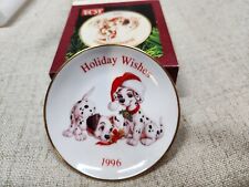 1996 Hallmark Holiday Wishes Disney 101 Dalmatians Dogs Plate Ornament With Box picture