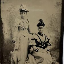 Antique Tintype Photograph Beautiful Fashionable Women Mother & Grown Daughter picture