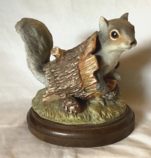 VINTAGE 1986 HOMCO MASTERPIECE GRAY SQUIRREL IN HOLLOW LOG RETIRED picture