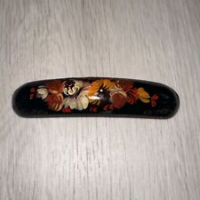 Vintage Russian Lacquer Handpainted Flower Hair Clip picture