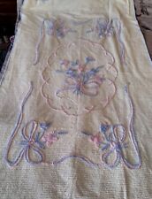 Vintage Lovely Cottage  Chenille Bedspread Children's Floral Yellow, Blue Pink  picture