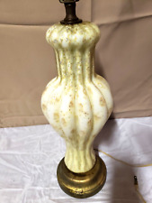 Barovier and Toso Style Vintage Murano Glass Table Lamp Ribbed White Gold Flecks picture