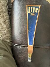 VINTAGE Miller Lite Miller Time Curved Wooden Beer Keg Tap Handle ~10.5 In Tall picture