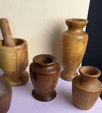 Lot Of 4 Vintagel Wooden Vases Bene Casa Mortar & Pestle & Other Unbranded picture