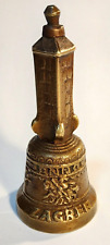 Vintage solid brass heavy handbell Zagreb Croatia handle shape of Lotrscak tower picture