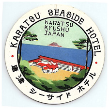 1920s-30s Karatsu Seaside Hotel Luggage Label Kyushu Japan Round Circle picture