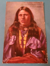 ANTIQUE RAPHAEL TUCK NATIVE AMERICAN POSTCARD DIVIDED BACK NATIVE DRESS CRAFTING picture