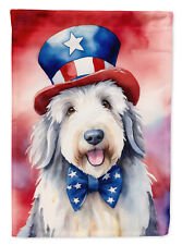 Old English Sheepdog Patriotic USA American Flag House Size DAC5766CHF picture