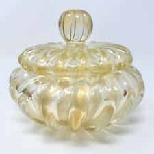 Vintage 1950s Barovier & Toso Murano gold flecks glass candy dish or powder box picture