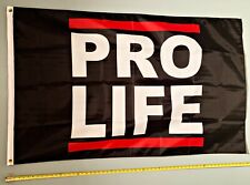 PRO LIFE FLAG *FREE SHIP USA SELLER* Pro Life Red Bar Unborn Lives USA Sign 3x5 picture