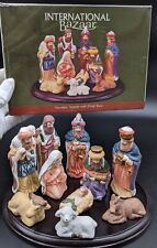Porcelain Nativity w/ Wood Base International Bazaar 8