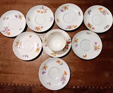 Vintage KPM Germany Porcelain Floral Decorative Coffee Plate Set Of 8 + 1 Cup picture