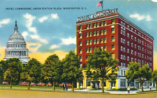 Hotel Commodore at Union Station Plaza in Washington, D.C. vintage linen picture