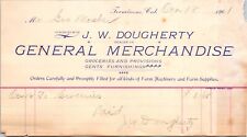 JW Dougherty Terminous CA 1901 Billhead San Joaquin County General Merchandise picture
