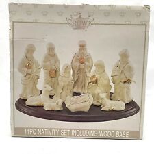 Crown Accents Nativity Set Including Wood Base 81551 11 Pieces Baby Jesus picture